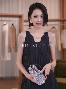 【一号热门】TTIER｜【天鹅南州】醋酸天丝无袖百褶连衣裙MS331