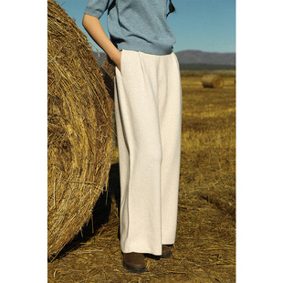 臻厚暗痕 阔腿裤 云栖橪高克重裤 女冬季 加密加厚人字纹提花 子