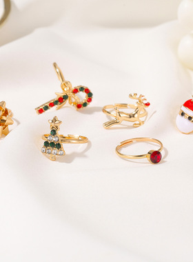 圣诞节卡通小巧可爱戒指套装