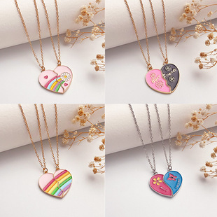 BEST necklace彩虹花朵蝴蝶心形闺蜜项链ins缤纷色彩吊坠 FRIENDS