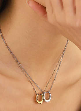 欧美ins极简风马蹄铁锁骨链