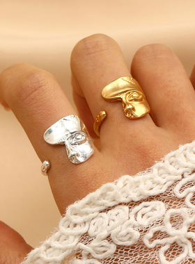 艺术雕塑风半面人戒指