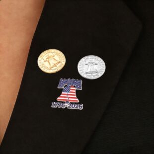 Liberty Badge美国250周年纪念胸针自由钟国旗设计浮雕徽章 Bell
