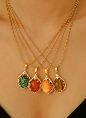 复古典雅时尚璀璨四色宝石项链