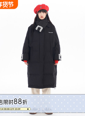 BETWEENAND 不吞 冬季经典黑色百搭超级保暖长款羽绒服 250g90绒