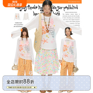 罩衫 白色扶桑花轻薄防晒长袖 叠穿宽松斜肩上衣潮 夏季 BETWEENAND