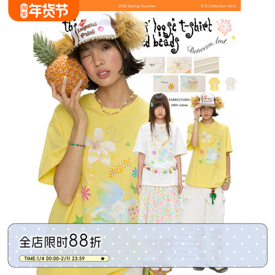 夏日氛围烫珠纯棉短袖T恤