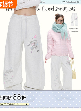 BETWEENANDx章鱼草 冬季加绒加厚卫裤女2025新款灰色显瘦休闲裤