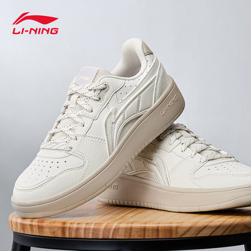 李宁板鞋女鞋厚底松糕鞋女子2024秋冬低帮轻便休闲鞋运动鞋女