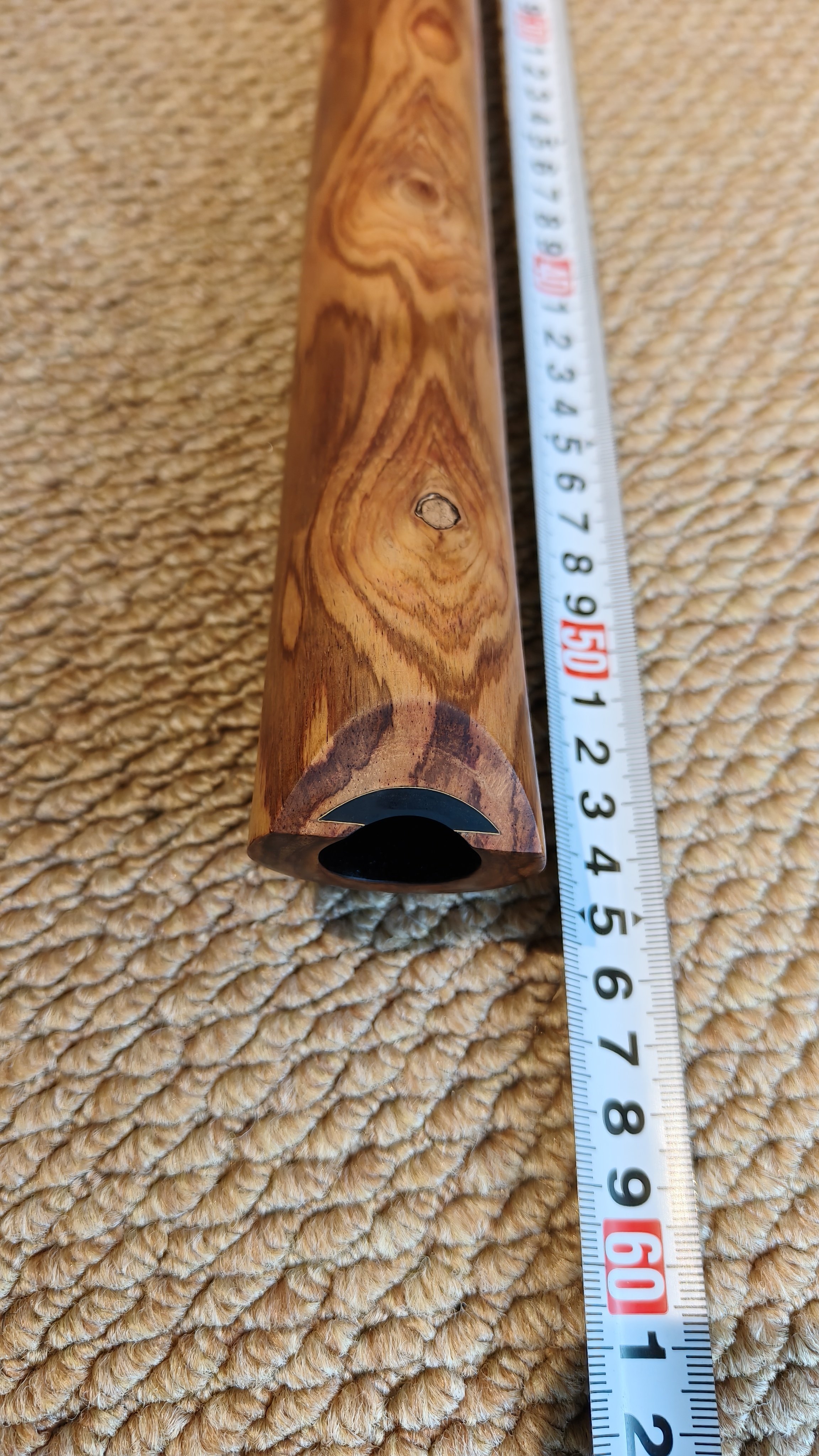 半夏春木都山金卷歌口单节海南黄花梨延管弯尺八55㎝大共鸣现代律 - 实物图