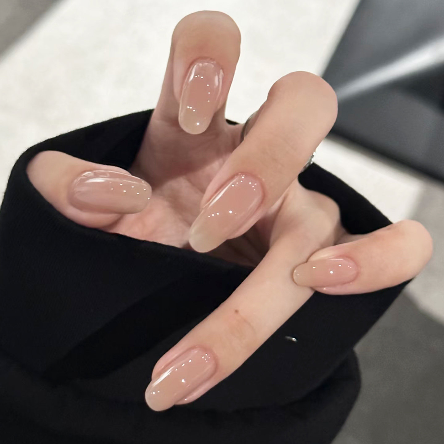 纯手工裸色奶茶色美甲穿戴甲中长款中椭圆2026新款轻奢高级感显白,彩妆/香水/美妆工具,穿戴甲/甲片,淘宝优惠券,粉丝福利购,淘宝优惠卷