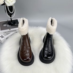 炸街保暖防寒大棉马丁靴 新款 法式 超火厚底加绒雪地靴女2025年冬季