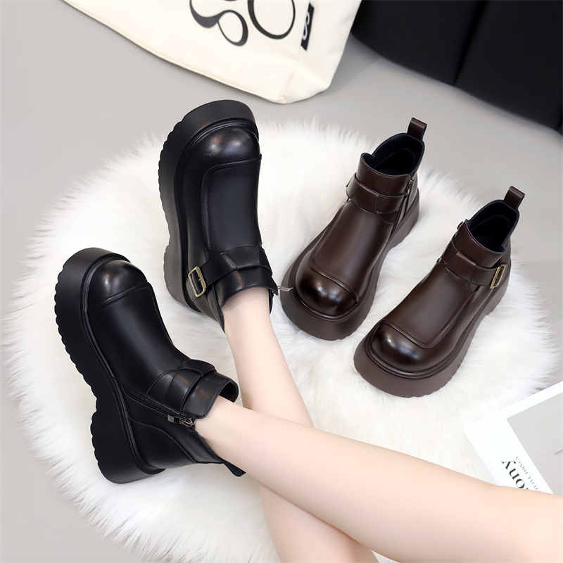 欧货韩版厚底加绒舒适短靴