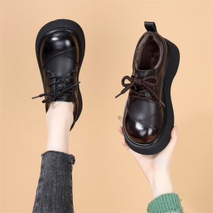英伦JK配裙显瘦乐福鞋 欧货爆款 系带小皮鞋 女2025秋冬新款 厚底单鞋