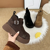 二棉加绒软底勃肯棉鞋 厚底增高复古加厚棉雪地短靴女2025冬季 新款
