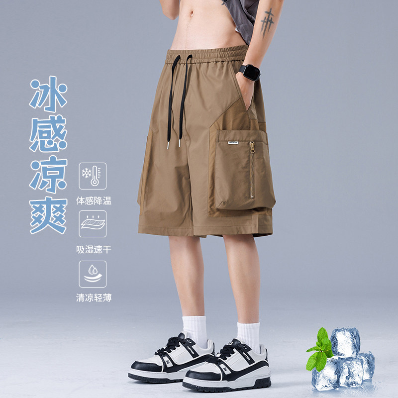速干拼接工装短裤男夏季薄款潮流宽松休闲五分裤A155-WD212-TP41,男装牛仔裤,电商A155-1