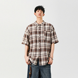 美式潮牌衬衫男2025夏季格子上衣潮流简约百搭A155-KLC02-TP47，男装衬衫，电商A155-1
