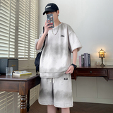 夏季套装男士潮流宽松短袖t恤短裤休闲运动潮牌A155-WDTZ201-TP55，男装牛仔裤，电商A155-1