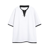 2025夏季短袖T恤港风宽松大码假两件上衣简约百搭A155-KLT08-TP47，男装T恤，电商A155-1