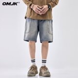美式高街复古牛仔短裤男潮牌大口袋直筒五分裤子A155-CLK01-TP45，男装牛仔裤，电商A155-1