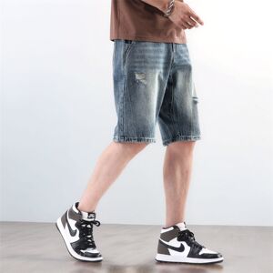 夏季破洞五分牛仔短裤男宽松修身超百搭潮牌A155-HC212-TP54,破洞宽松牛仔怎么搭配图片