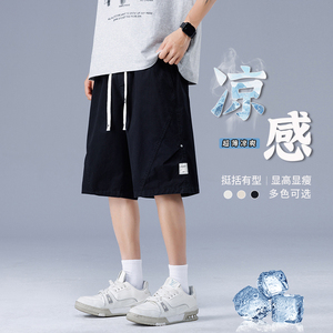 黑色工装休闲短裤男夏季宽松直筒运动五分裤子潮A155-WD214-TP45图片