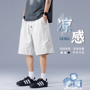 黑色工装休闲短裤男夏季宽松直筒运动五分裤子潮A155-WD214-TP45图片
