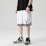 2025夏季冰丝短裤男潮宽松大码港风休闲五分裤撞色A155-K817-TP25，男装牛仔裤，电商A155-1
