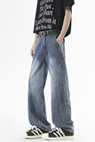 2025年夏莱赛尔港风高街大码宽松直筒牛仔裤百搭A155-MJ206-TP56，男装牛仔裤，电商A155-1