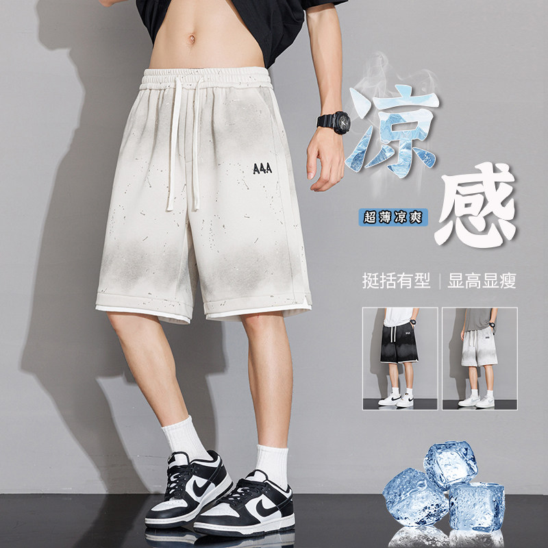 假两件短裤男士2025夏季新款凉感透气宽松五分裤A155-WD215-TP36,男装牛仔裤,电商A155-1