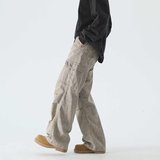 复古撞色工装牛仔裤男设计感休闲阔腿拖地长裤子A155-DX201-TP68，男装牛仔裤，电商A155-1