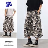 美式复古多口袋褶皱迷彩七分裤男夏宽松休闲裤潮A155-HC257-TP56，男装牛仔裤，电商A155-1