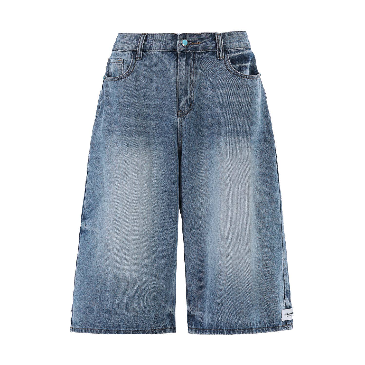 浅蓝阔腿水洗牛仔七分裤男女夏季宽松多重工短裤A155-HC271-TP52,男装牛仔裤,电商A155-1