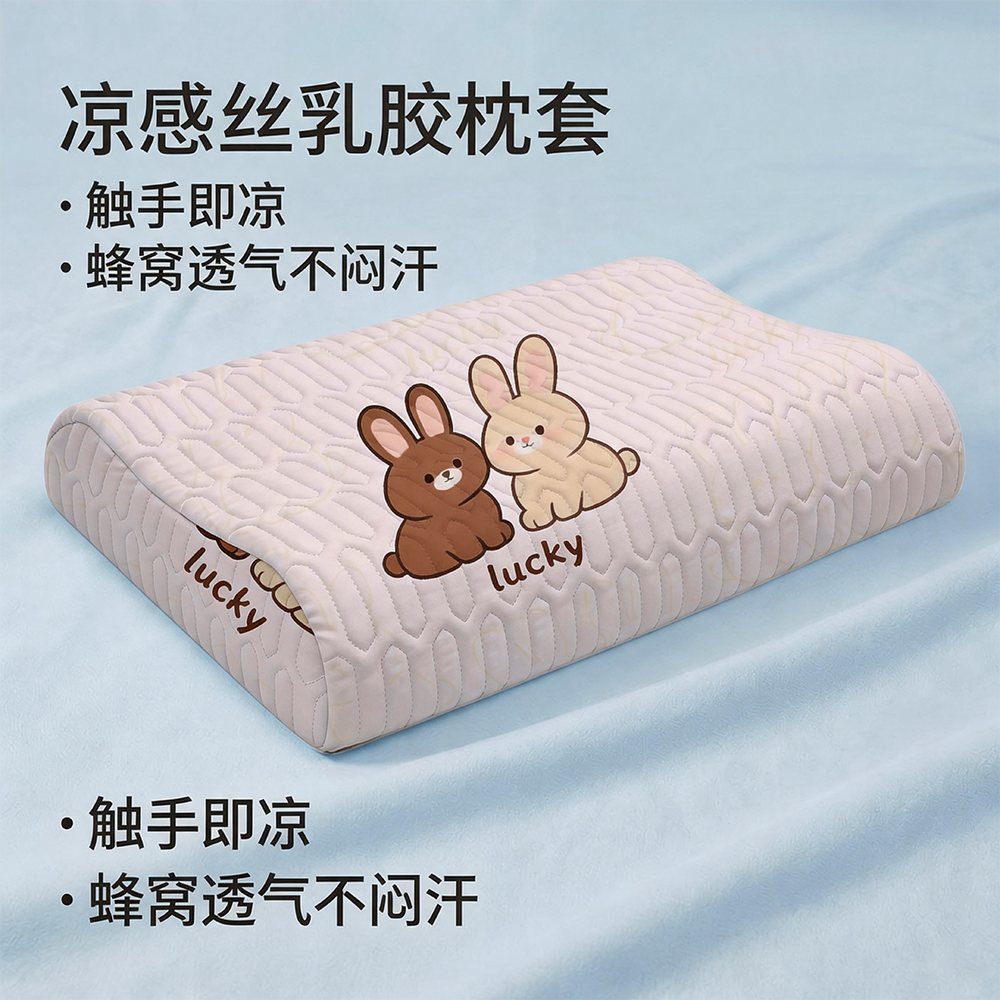 夏季乳胶枕套冰丝蜂窝透气40X60CM一对家用防口水35X55单人枕头套