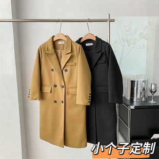 小矮个子西装毛呢外套女150正肩赫本风夹棉呢子大衣中长款xxs码冬