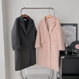小矮个子西装毛呢外套女150正肩赫本粉色夹棉呢子大衣中长款xs冬