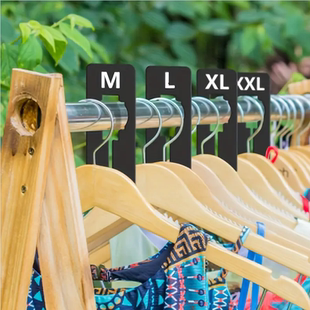 服装店展示分隔片标签塑料矩形尺码分隔牌黑色双面印字衣橱分码牌