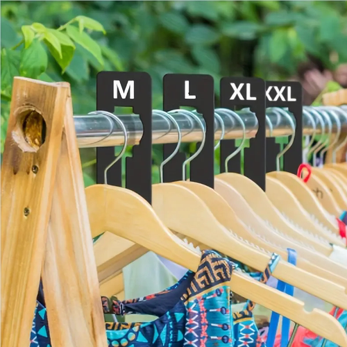 服装店展示分隔片标签塑料矩形尺码分隔牌黑色双面印字衣橱分码牌
