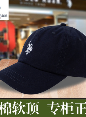 U.S.POLO帽子休闲圆顶通用棒球帽男中青年春秋软顶遮阳帽鸭舌帽女