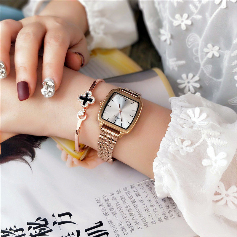 mashali玛莎莉正品女士手表时尚新款休闲装饰表星空面方形学生表