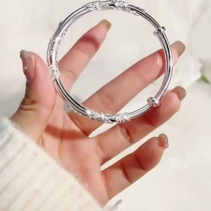善鸿廷繁花似锦银手镯女纯银足银S999镯子送女友生日礼物小众