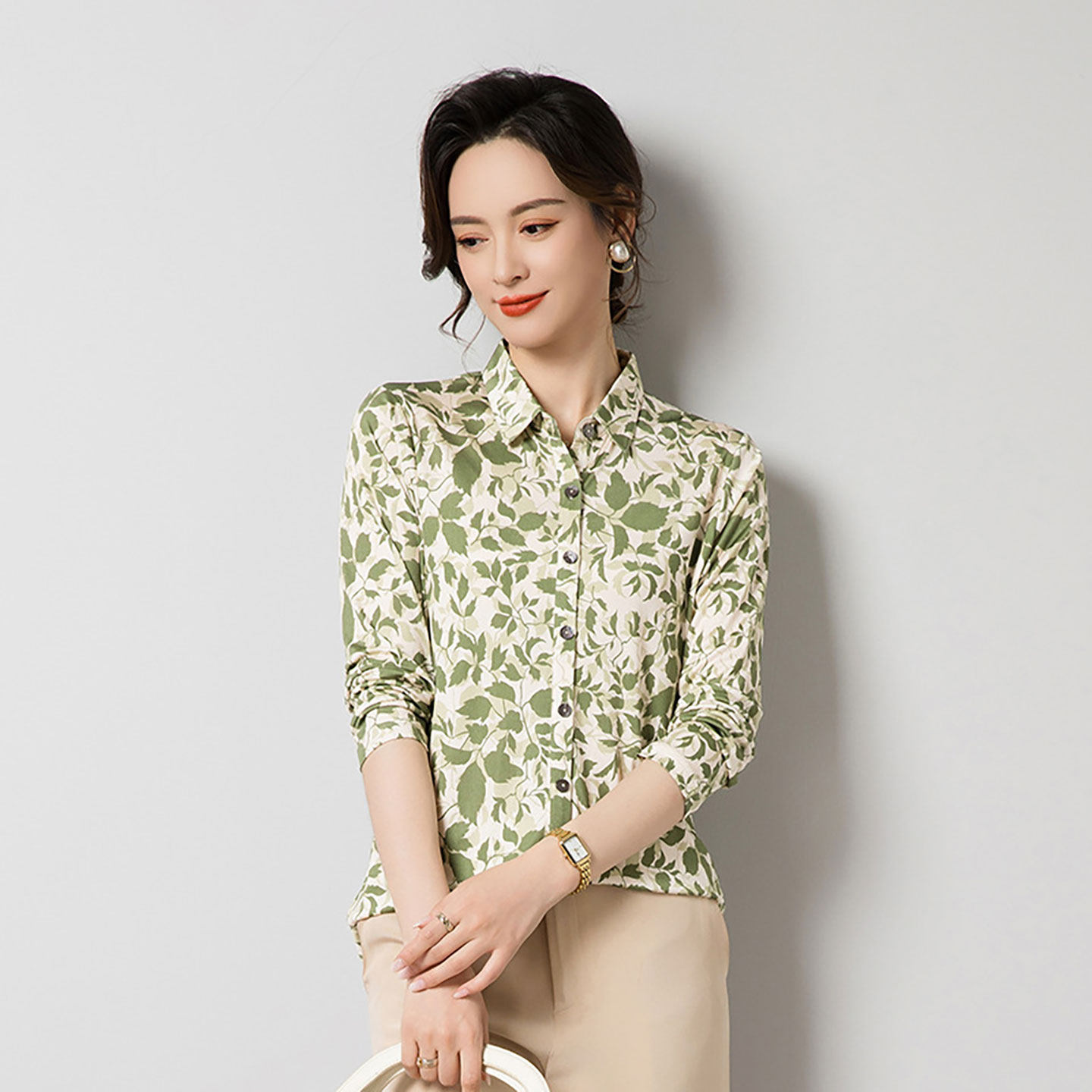 印花雪纺真丝衬衫女2026新款夏季轻奢高级感妈妈减龄洋气小衫上衣