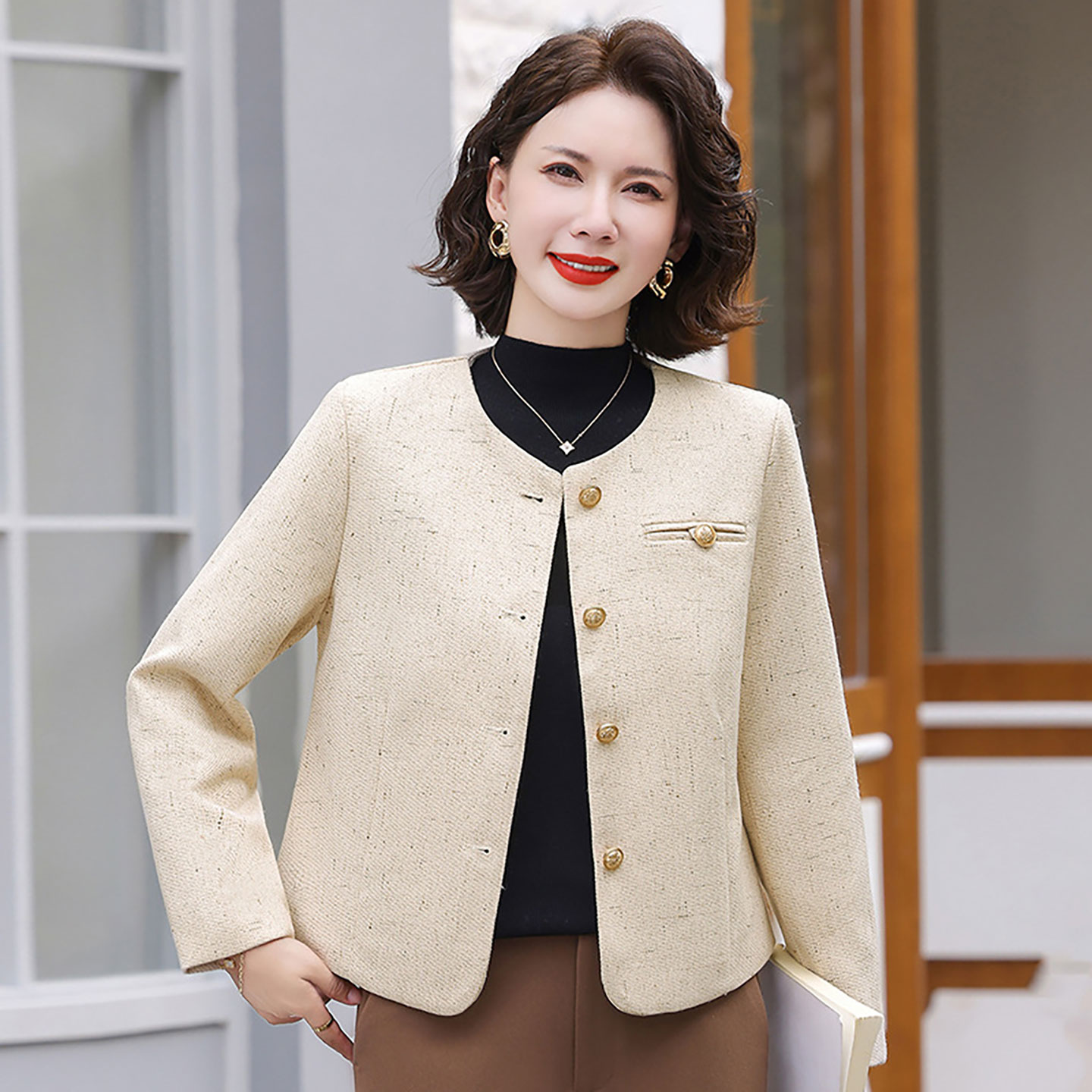 中老年女装50岁妈妈秋装洋气开衫