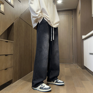 高街美式休闲水洗复古做旧牛仔裤男宽松直筒长裤 A155-QK22-TP50图片