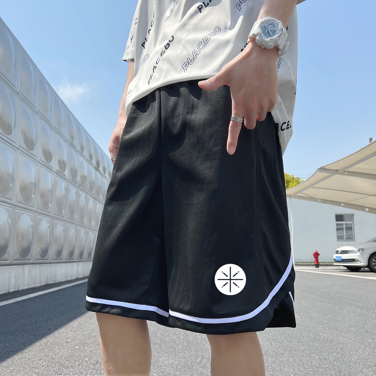2024夏季冰丝短裤男士五分裤宽松大码港风休闲速干A155-K2215-P25图片
