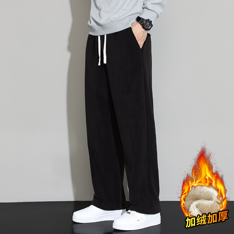 冬奥粒绒复合羊羔绒休闲裤男直筒裤加厚加绒保暖A155-DDK12-TP43,男装休闲裤,电商A155