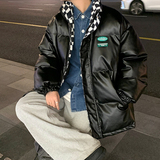 冬季拼接立领PU皮棉衣外套男棉衣男士保暖棉服男A155-JDM01-TP105，男装棉衣，电商A155