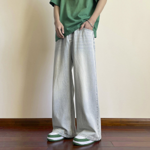 直播高品质牛仔裤男春季宽松韩版潮流复古直筒裤子A155-QK29-TP55图片