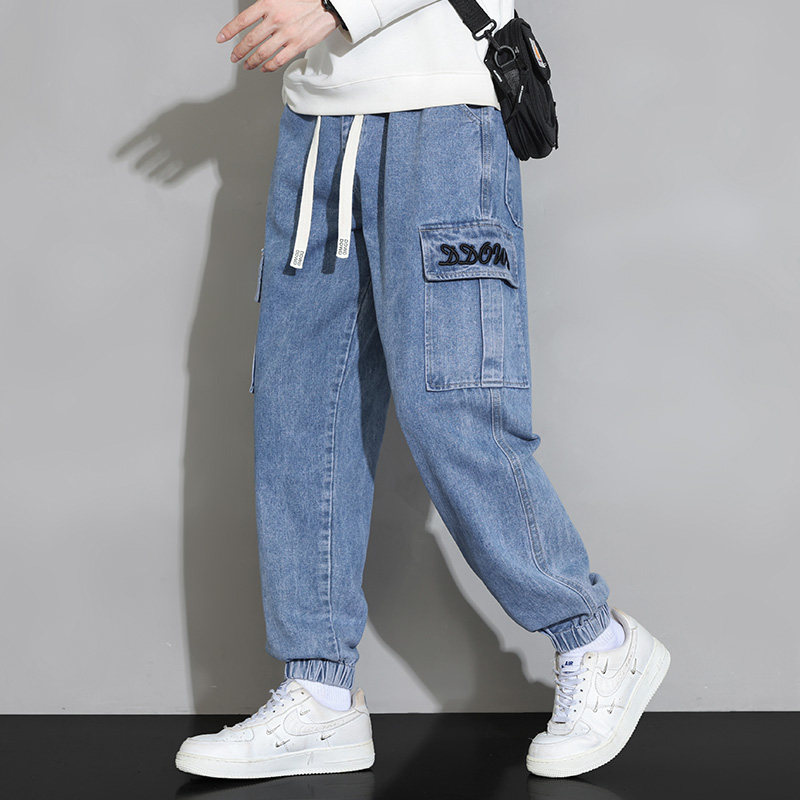 男士工装牛仔裤青少年运动休闲裤潮流宽松束脚裤A155-DDK22-TP56,男装牛仔裤,电商A155