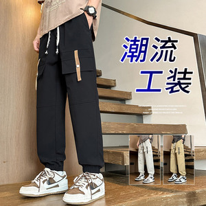 2024春季工装裤男宽松大码哈伦裤潮流束脚运动裤子A155-TK10-TP43